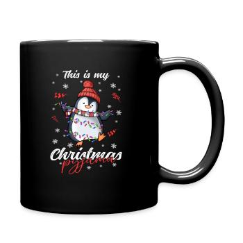 Pinguin Pyjama Weihnachten Schlafen - Tasse einfarbig - Schwarz - Rechts