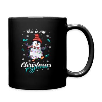 Pinguin Pyjama Weihnachten Schlafen - Tasse einfarbig - Schwarz - Rechts