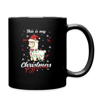 Lama Pyjama Weihnachten Schlafen - Tasse einfarbig - Schwarz - Rechts