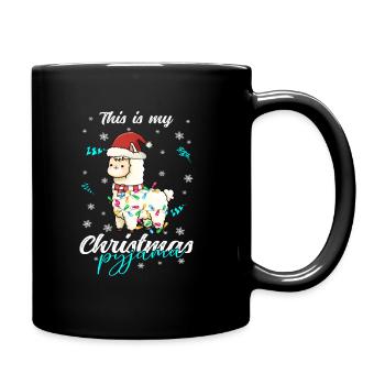 Lama Pyjama Weihnachten Schlafen - Tasse einfarbig - Schwarz - Rechts
