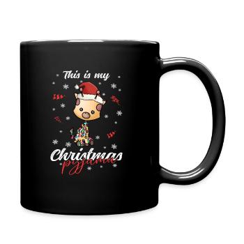 Giraffe Pyjama Weihnachten Schlafen - Tasse einfarbig - Schwarz - Rechts