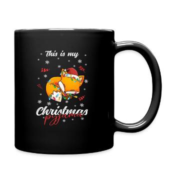 Fuchs Pyjama Weihnachten Schlafen - Tasse einfarbig - Schwarz - Rechts