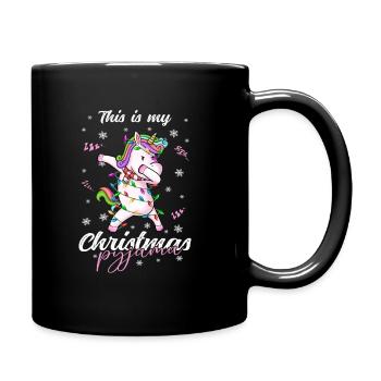 Einhorn Pyjama Weihnachten Schlafen - Tasse einfarbig - Schwarz - Rechts