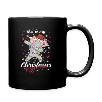 Elefant Pyjama Weihnachten Schlafen - Tasse einfarbig - Schwarz - Rechts