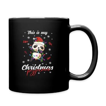 Panda Pyjama Weihnachten Schlafen - Tasse einfarbig - Schwarz - Rechts