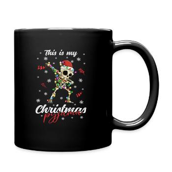 Skelett Pyjama Weihnachten Schlafen - Tasse einfarbig - Schwarz - Rechts