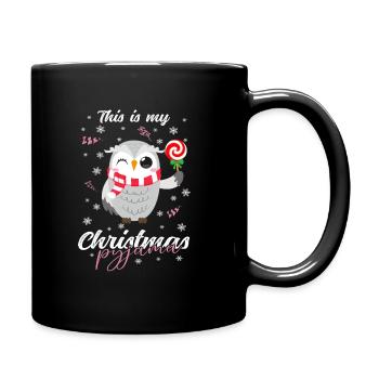 Eule Pyjama Weihnachten Schlafen - Tasse einfarbig - Schwarz - Rechts
