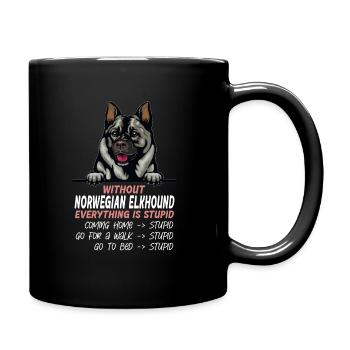 Ohne Norwegischer Elchhund ist alles doof - Tasse einfarbig - Schwarz - Rechts