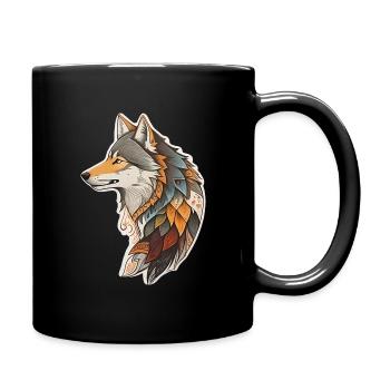 Wolf - Tasse einfarbig - Schwarz - Rechts