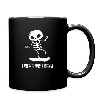 Halloween Skateboard Skeleton Tricks Or Treat - Full Colour Mug - black - Right