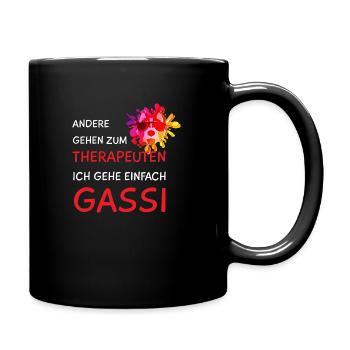 Hundeshirt Gassi gehen bunt und lustig Hundemotiv - Tasse einfarbig - Schwarz - Rechts
