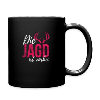 Die Jagd ist vorbei Hochzeit Braut JGA heiraten - Tasse einfarbig - Schwarz - Rechts
