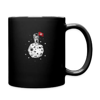 Suisse drapeau sur la lune astronaute cadeau - Mug uni - noir - Droite