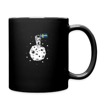 Astronaut with Swedish flag on the moon - Full Colour Mug - black - Right