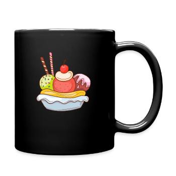 Eis Speiseeis Eiskrem Eiscreme Kugeleis Eisbecher - Tasse einfarbig - Schwarz - Rechts