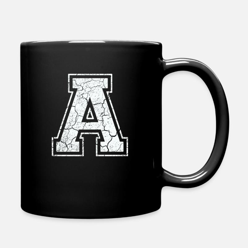 Buchstabe A in weiß im Vintage-Look - Tasse einfarbig - Schwarz