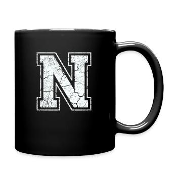 Un caractère N dans blanc in Used Look - Mug uni - noir - Droite