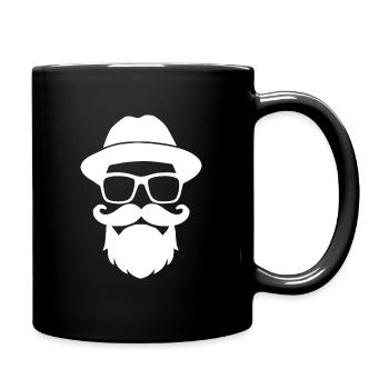 Hipster Hut wHipster mit Bart und Hut Vollbart - Tasse einfarbig - Schwarz - Rechts