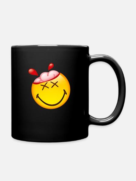 Smiley Glossy Happy Brain - Tasse einfarbig - Schwarz