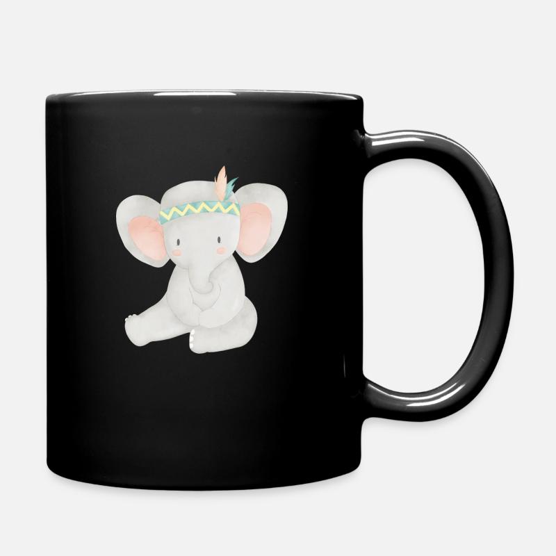 Boho elephant - Full Colour Mug - black