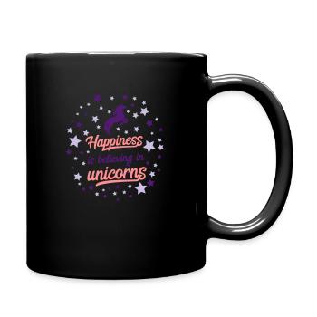 Einhorn-Shirt für Mädchen, lila Shirt mit Sternen - Tasse einfarbig - Schwarz - Rechts
