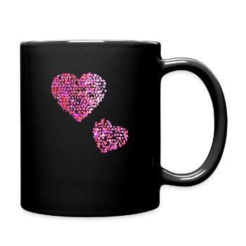 Two pink hearts - Full Colour Mug - black - Right