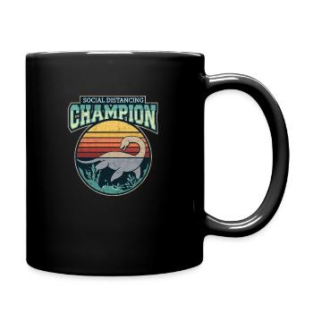 Lustiges Loch Ness Social Distancing Champion - Tasse einfarbig - Schwarz - Rechts