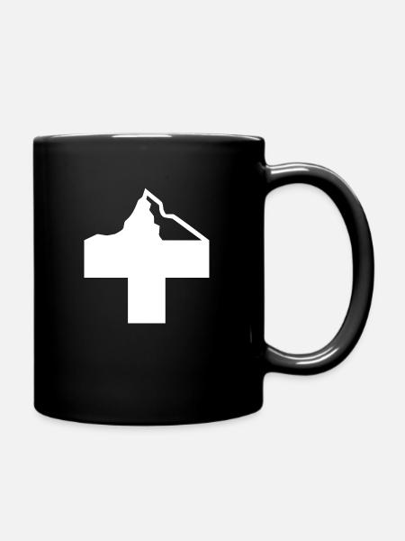 Croix suisse avec montagne - Mug uni - noir