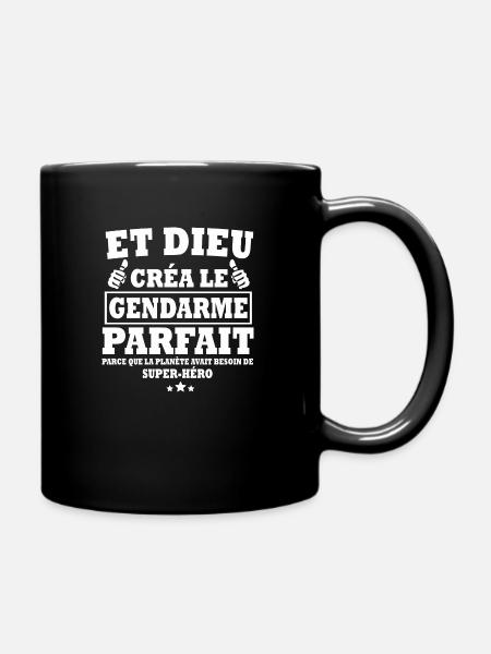 et dieu créa le gendarme parfait - cadeau humour - Mug uni - noir