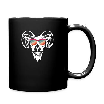 Sonnenbrille Ziege in retro Farben - Tasse einfarbig - Schwarz - Rechts