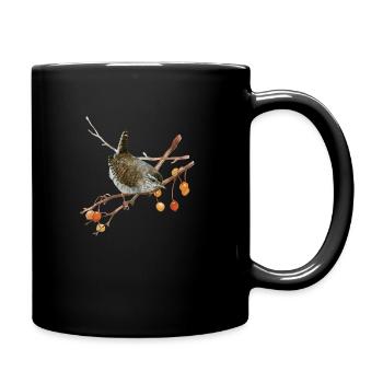 Lovingly hand-painted fence king on a branch - Full Colour Mug - black - Right