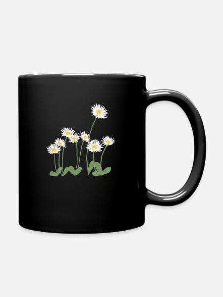 Gänseblümchen auf der Wiese - Tasse einfarbig - Schwarz