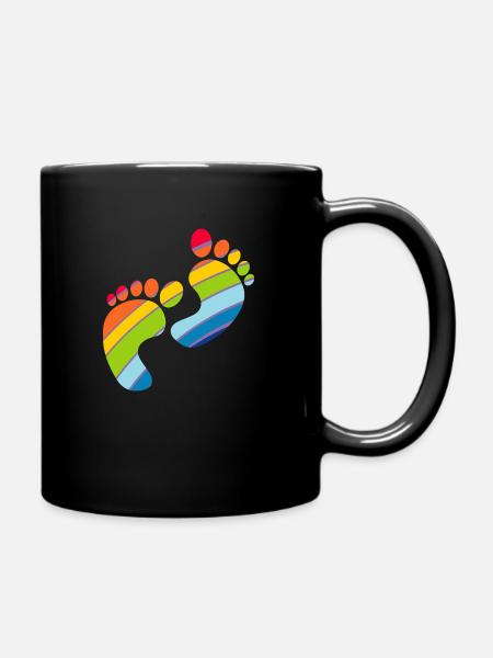 Les pieds colorés de bébé arc-en-ciel| bébé - Mug uni - noir