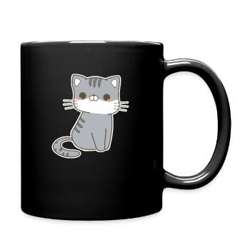 Kawaii Katze - Tasse einfarbig - Schwarz - Rechts