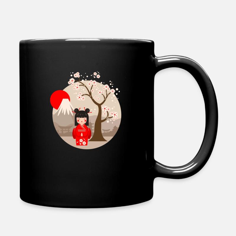 Kokeshi - Japanische Puppe - Tasse einfarbig - Schwarz