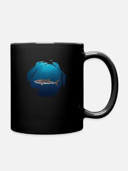 Happy Walhai Whale Shark Motiv im Vintage Design C - Tasse einfarbig - Schwarz