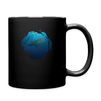Happy Walhai Whale Shark Motiv im Vintage Design - Tasse einfarbig - Schwarz - Rechts