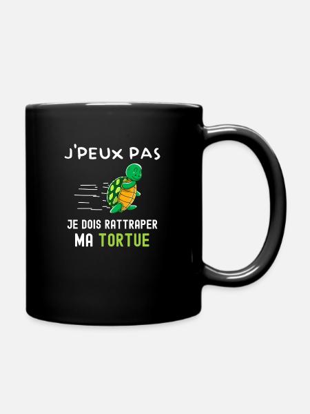 Humour cadeau tortue qui court - Mug uni - noir