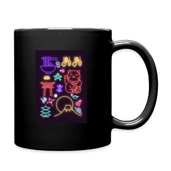 Bunte Neonlichter Japan - Tasse einfarbig - Schwarz - Rechts