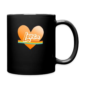 Orange heart love retro style - Tasse einfarbig - Schwarz - Rechts