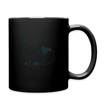 contour du renard assis - Mug uni - noir - Droite