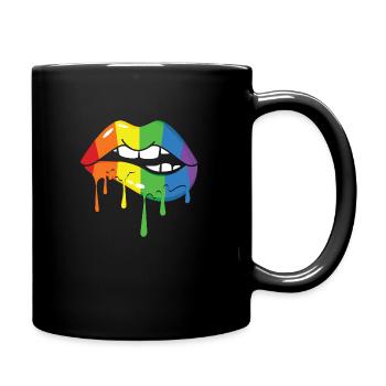 Sexy lips in rainbow colors - Full Colour Mug - black - Right