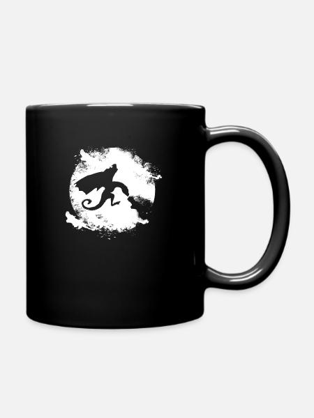 Dragon Moon Fantasy Monster Grunge Dragon - Mug uni - noir