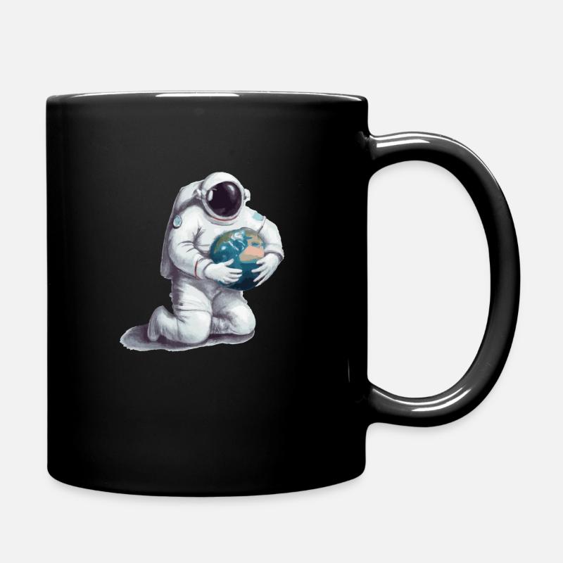 Astronaut with globe gift for astronauts - Full Colour Mug - black