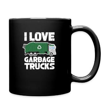 I Love Garbage Trucks – Rubbish Truck Funny - Tasse einfarbig - Schwarz - Rechts