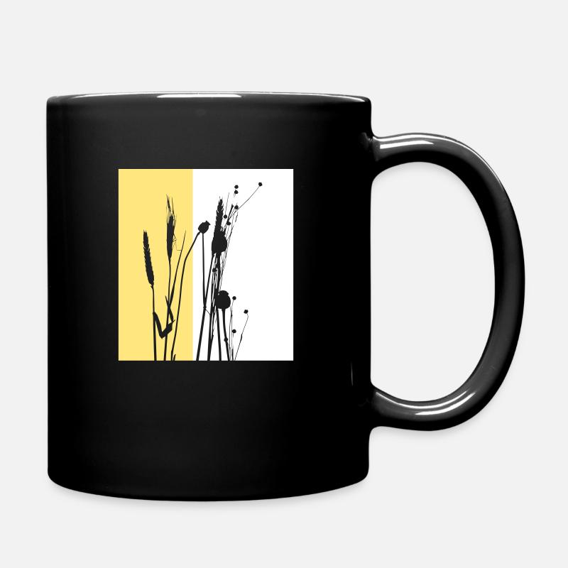 dried flowers silhouette two color - Full Colour Mug - black