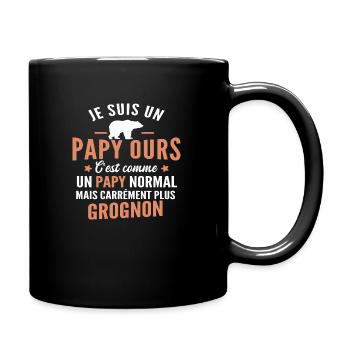 papy ours / cadeau humour grand-père - Mug uni - noir - Droite