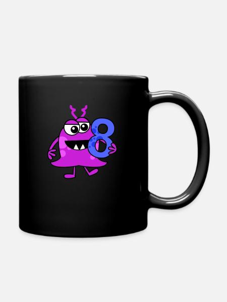 Funny Cartoon Number Eight Monster - Full Colour Mug - black