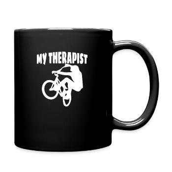 Mein Therapeut Mountainbike - Tasse einfarbig - Schwarz - Rechts