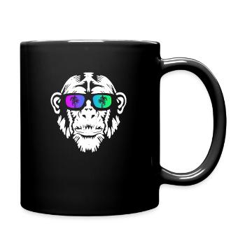 Monkey Affe Urlaub Sonnenbrille Gute Laune Musik A - Tasse einfarbig - Schwarz - Rechts